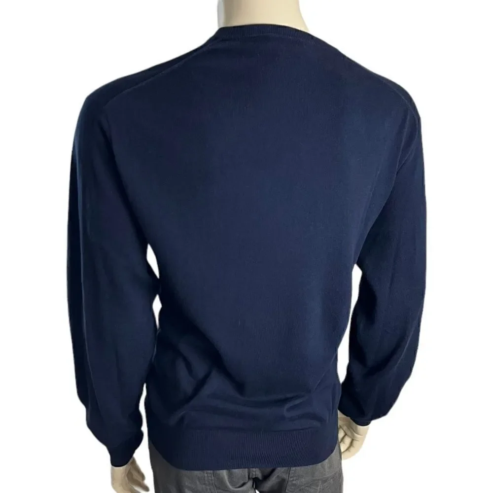 Peter Millar L/S V-Neck Navy Sweater 95% Cotton 5% Cashmere Excellent Condition
